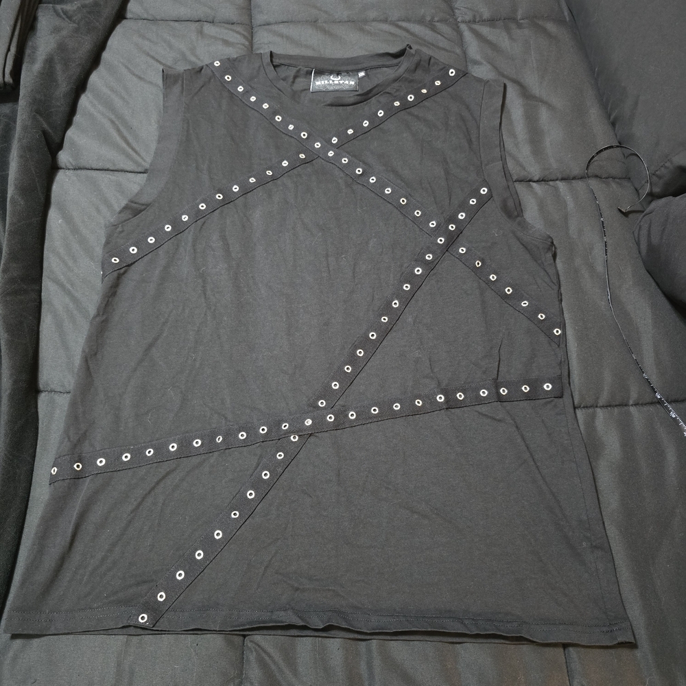 Killstar Black Men's Dead Punch Muscle Tee with Silver Accents